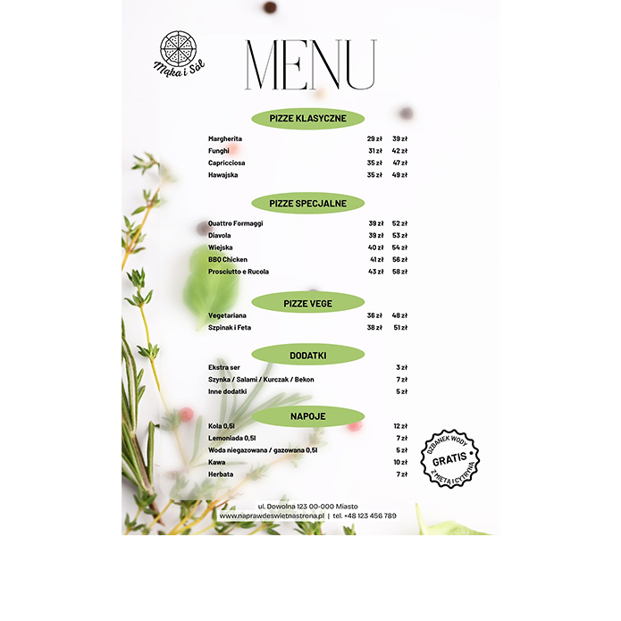 Szablon Canva Menu pizzerii A4 – nowoczesna karta z dużym napisem MENU